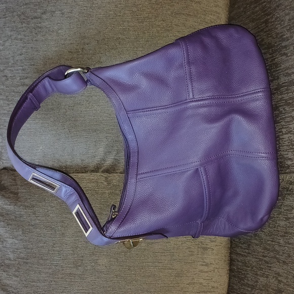 Tignanello plum leather shoulder bag - Picture 3 of 5